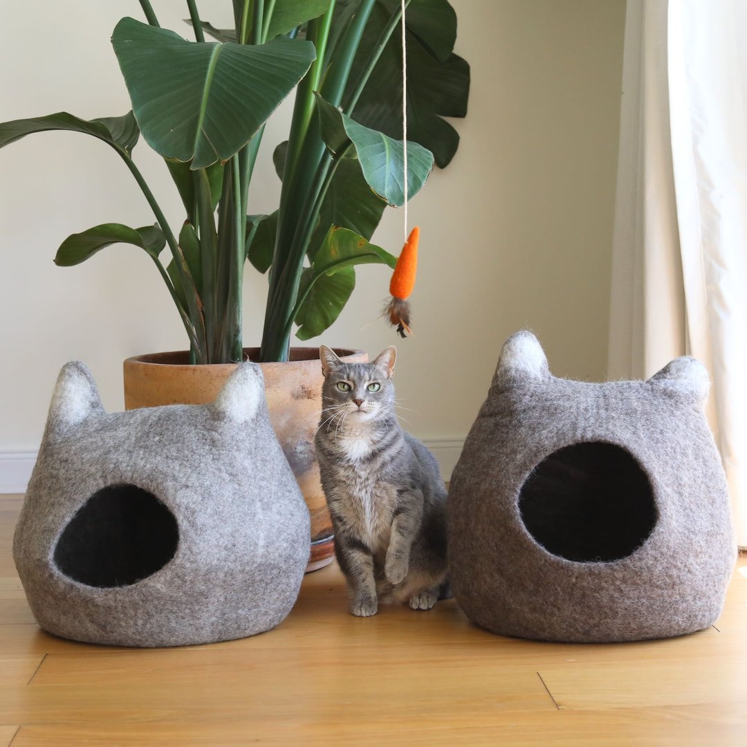 保暖猫窝 猫耳朵猫窝 龙猫猫窝 蛋壳猫窝 手工羊毛毡猫窝 宠物床 - 床垫/笼子 - 羊毛 