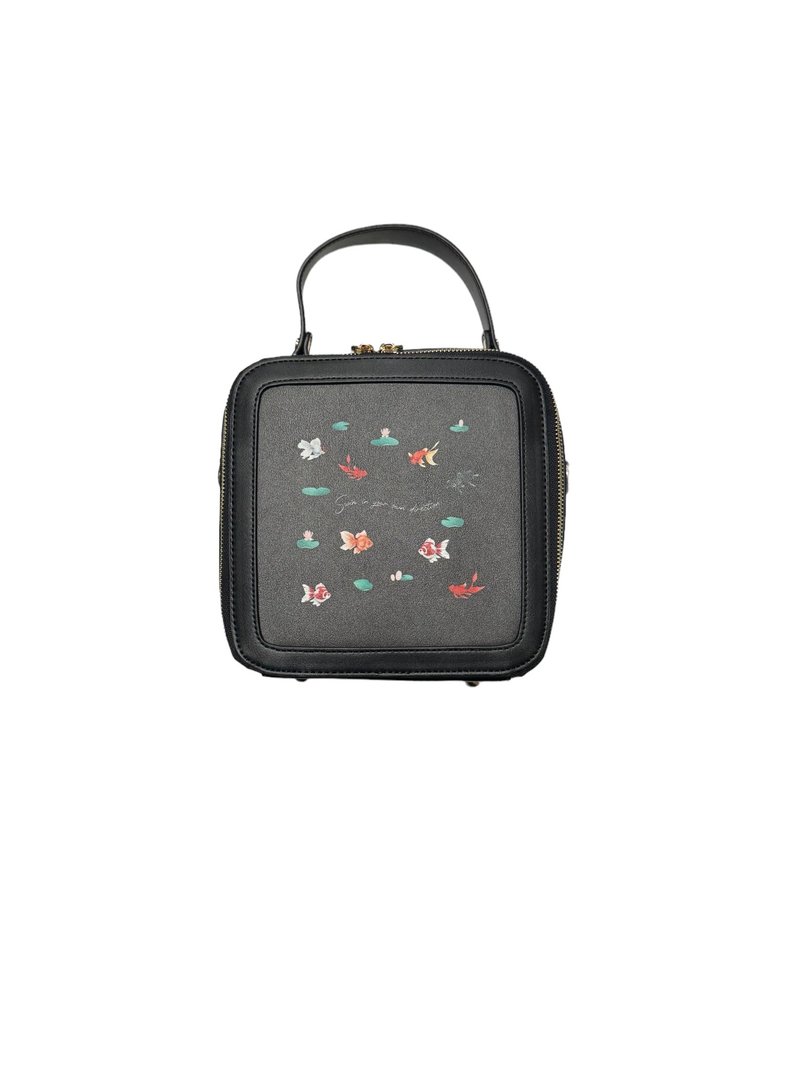 SHUKI 金鱼印花方形斜背袋 - 侧背包/斜挎包 - 其他人造纤维 黑色