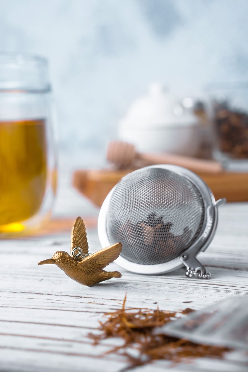 01LIV不锈钢滤茶器 CHICHI滤茶球 蜂鸟吊饰 原创设计 泡茶器 - 茶具/茶杯 - 不锈钢 金色
