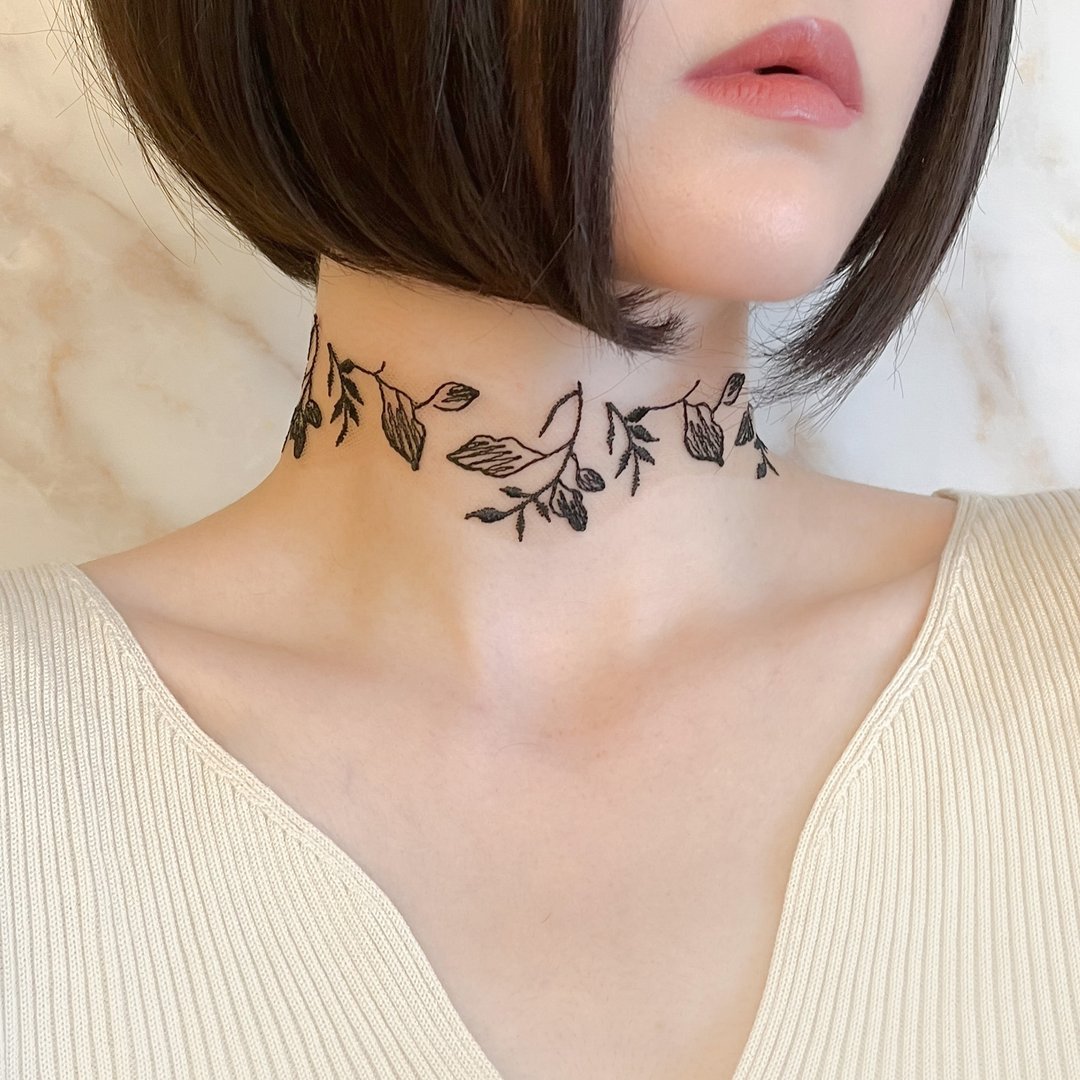 人生如戏 / 黑色刺青蕾丝颈圈 SV566 - 颈链 - 其他金属 多色