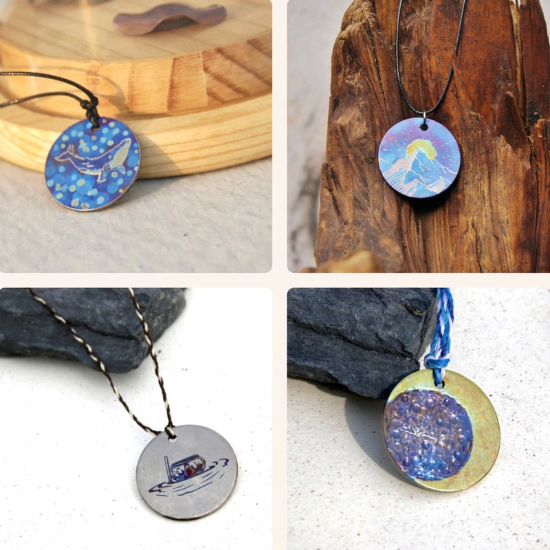 【定制化礼物】纯钛圆牌项链/耳环/挂牌 来讯讨论定制 抗过敏饰品 - 项链 - 其他金属 多色