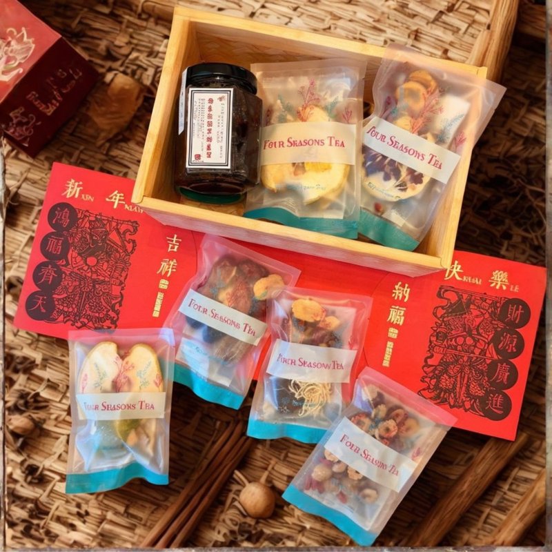四季养生茶馆 - 马年新春贺年礼盒 (250 克皇牌炖品 + 六款养生茶) - 茶 - 新鲜食材 
