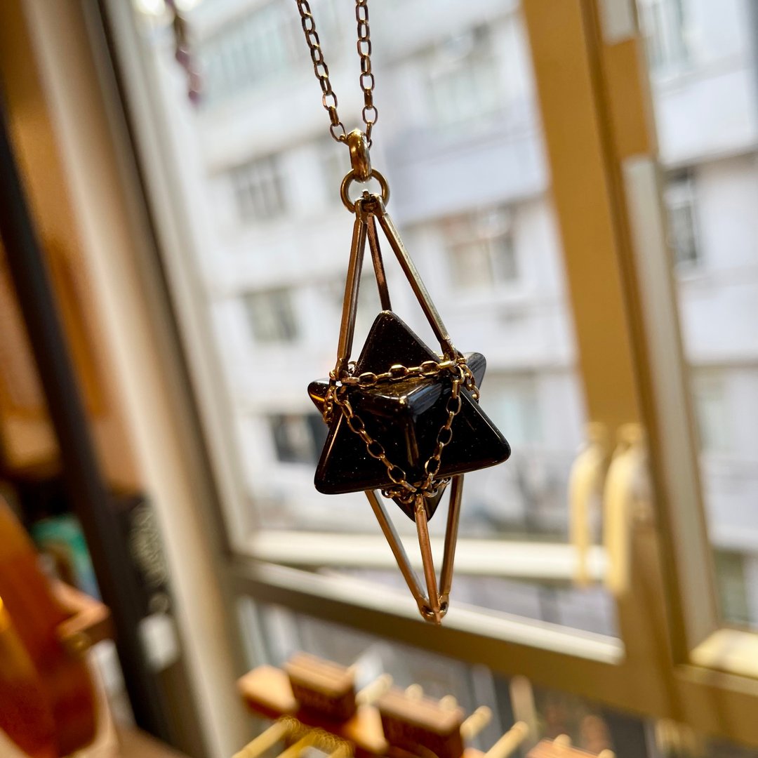 【Merkaba】梅尔卡巴项链/ 蓝砂石 / 纯银/皮绳颈链 水晶颈链 - 项链 - 水晶 白色