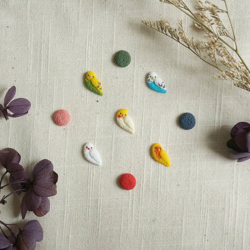 【小小鸟大总汇】鹦鹉 小鸟软陶耳环/耳夹 - 耳环/耳夹 - 粘土 多色