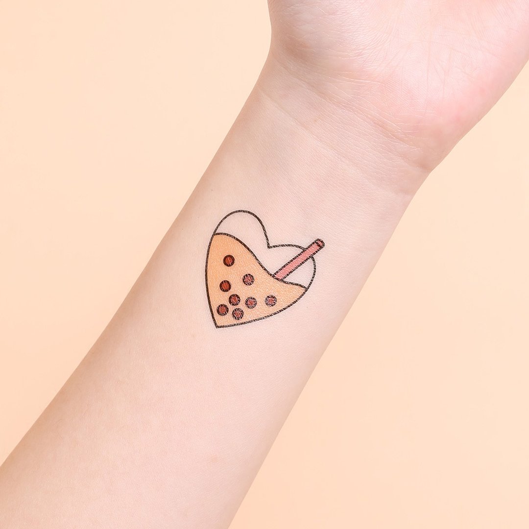刺青纹身贴纸 - 珍珠奶茶 台湾 Surprise Tattoos 2入 - 纹身贴 - 纸 卡其色