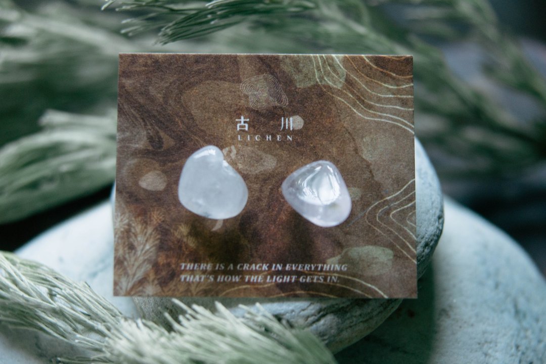 CRACK | 矿物系耳环 |  EARRINGS - 耳环/耳夹 - 玉石 粉红色