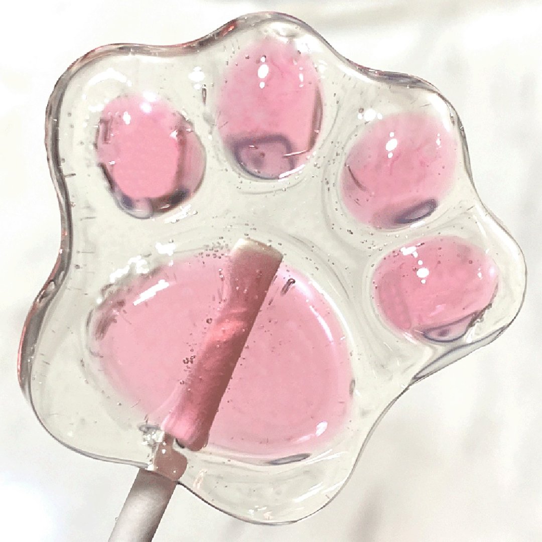 水晶棒棒糖 猫掌 肉球【粉肤橘】星空糖 生日 毕业 婚礼小物 10 支 - 零食/点心 - 新鲜食材 透明
