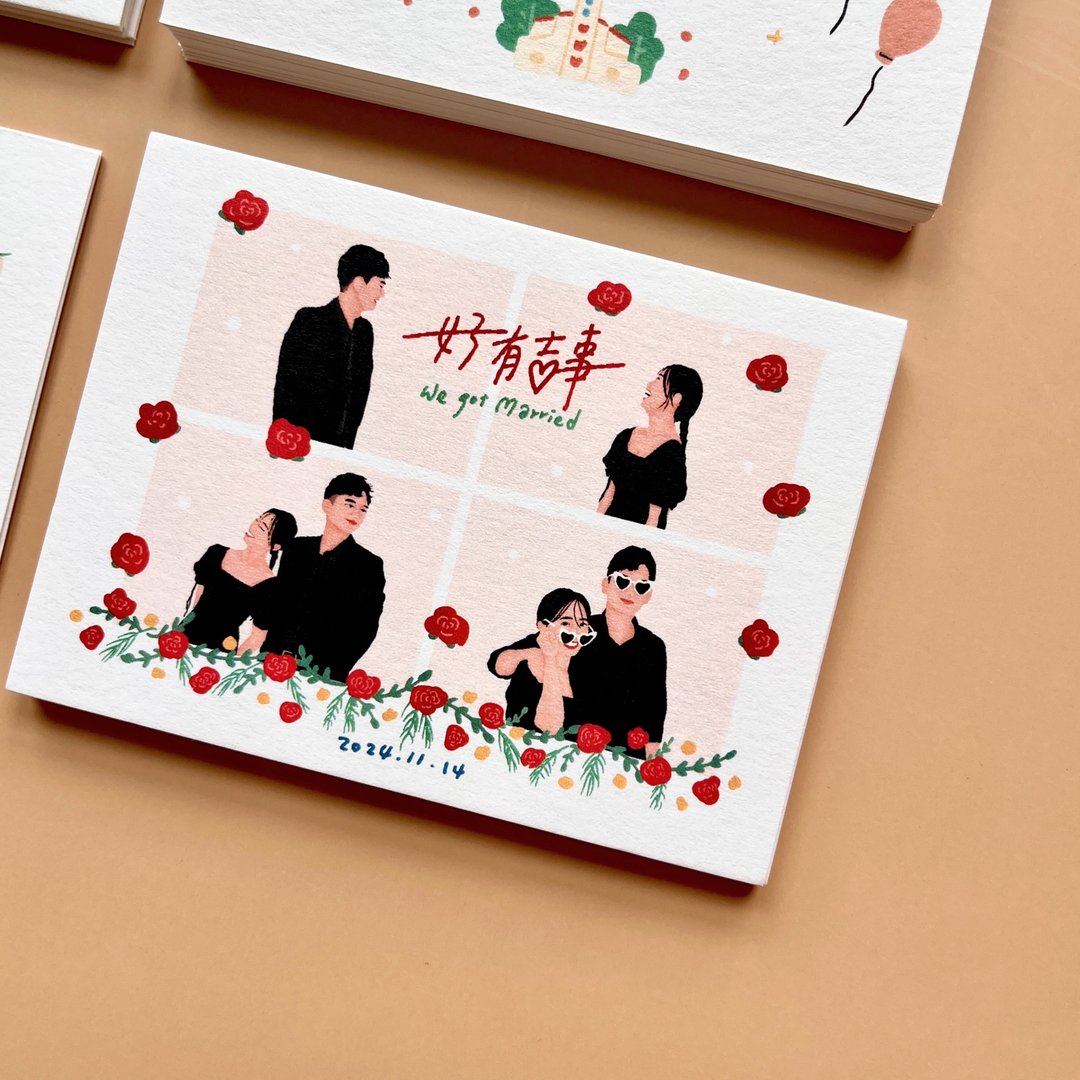 婚礼周边 | 氛围婚礼小卡 喜饼小卡 邀请卡 谢卡弥月小卡 定制化 - 喜帖 - 纸 
