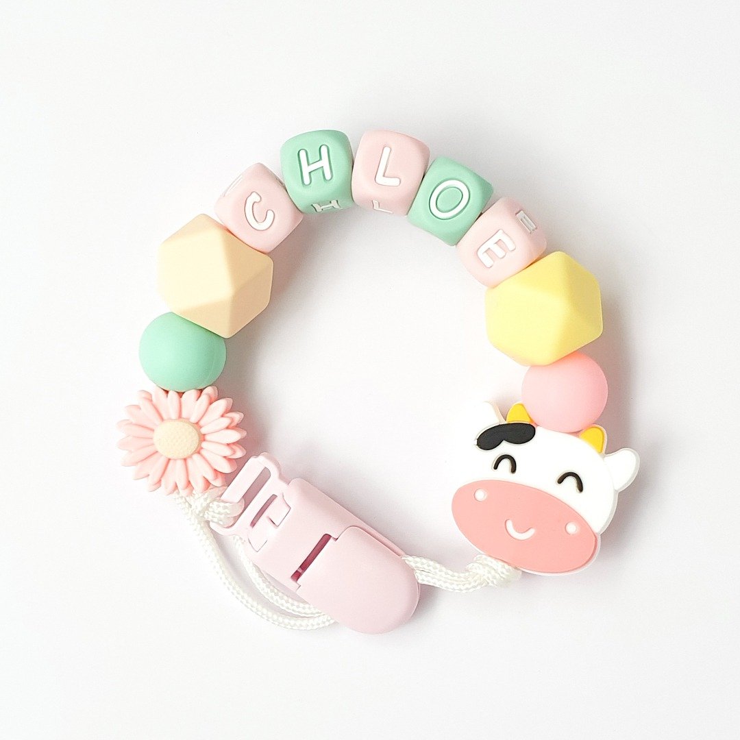 定制化 CHLOE 牛 雏菊 奶嘴链 / 定制化 - 玩具/玩偶 - 其他材质 粉红色