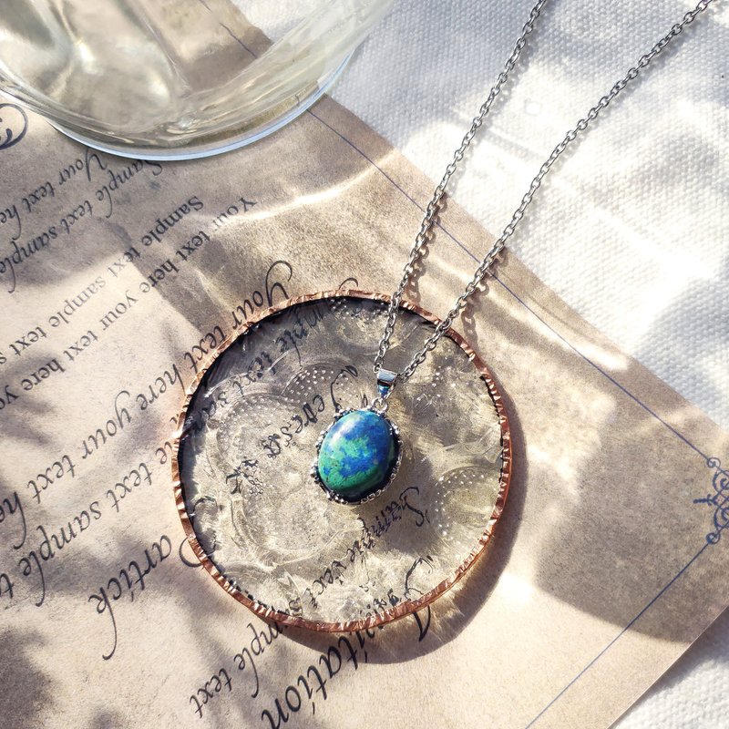 地球仪 925银凤凰青金石钛钢项链 中性款 连接山海的疗愈之石 - 项链 - 水晶 蓝色