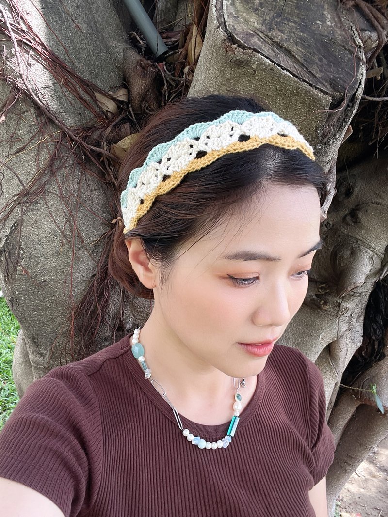 波浪编织发带 夏日白 - 发带/发箍 - 棉．麻 白色