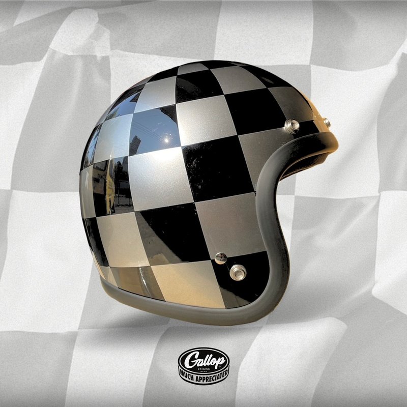 GALLOP Retro Grid 方格棋  3/4半罩安全帽 黑/电镀银款 - 安全帽 - 其他材质 