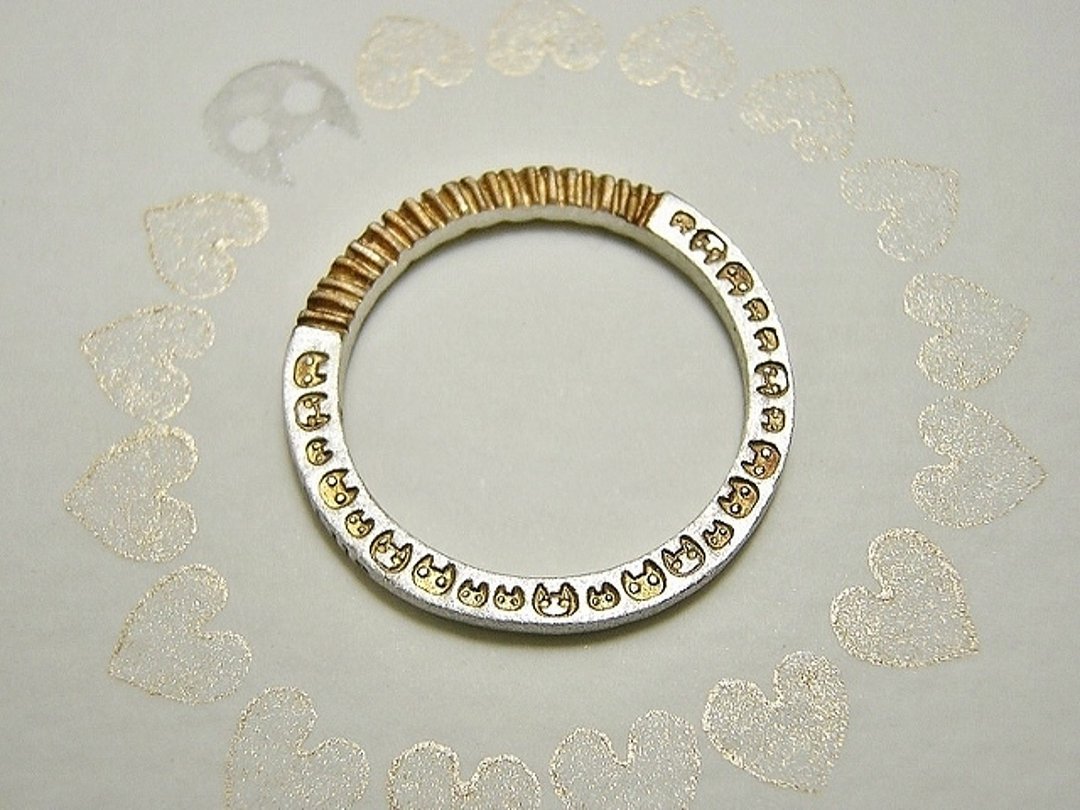 ailurophile (mille+-feuille)(Price for 1 ring only) 戒指 指环 刻字 堆疊環 貓 心 cat heart - 戒指 - 纯银 银色