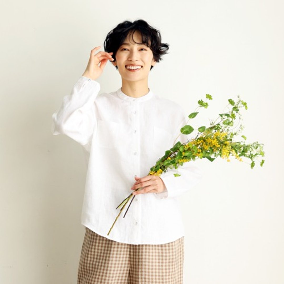 高质感亚麻长袖衬衫 100% 亚麻  清新自然  透气舒适白色240316-1 - 女装上衣 - 棉 