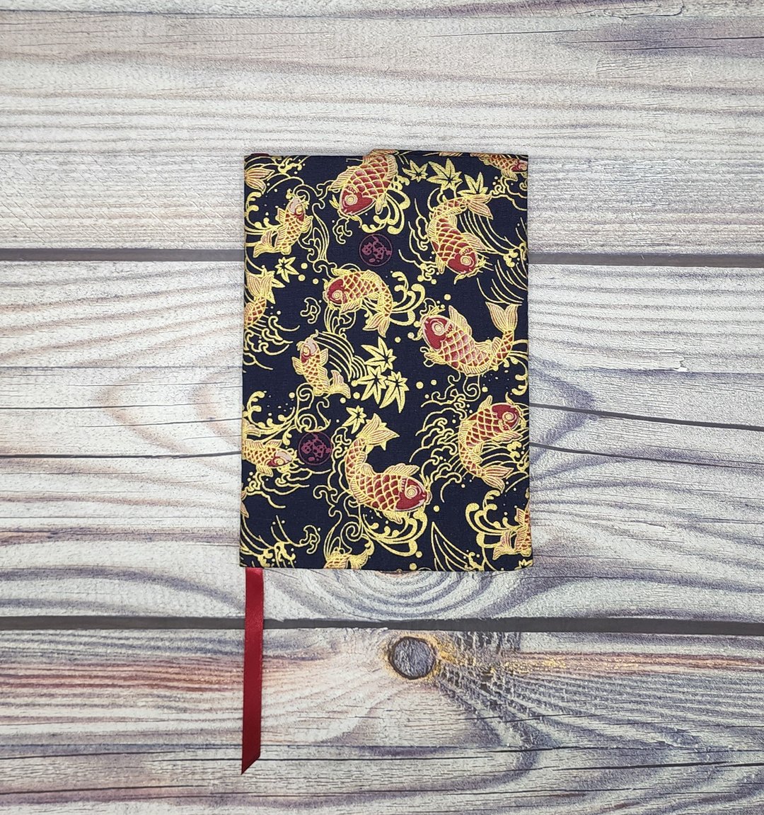 pufferfish (black background) fabric book cover - 书衣/书套 - 其他材质 
