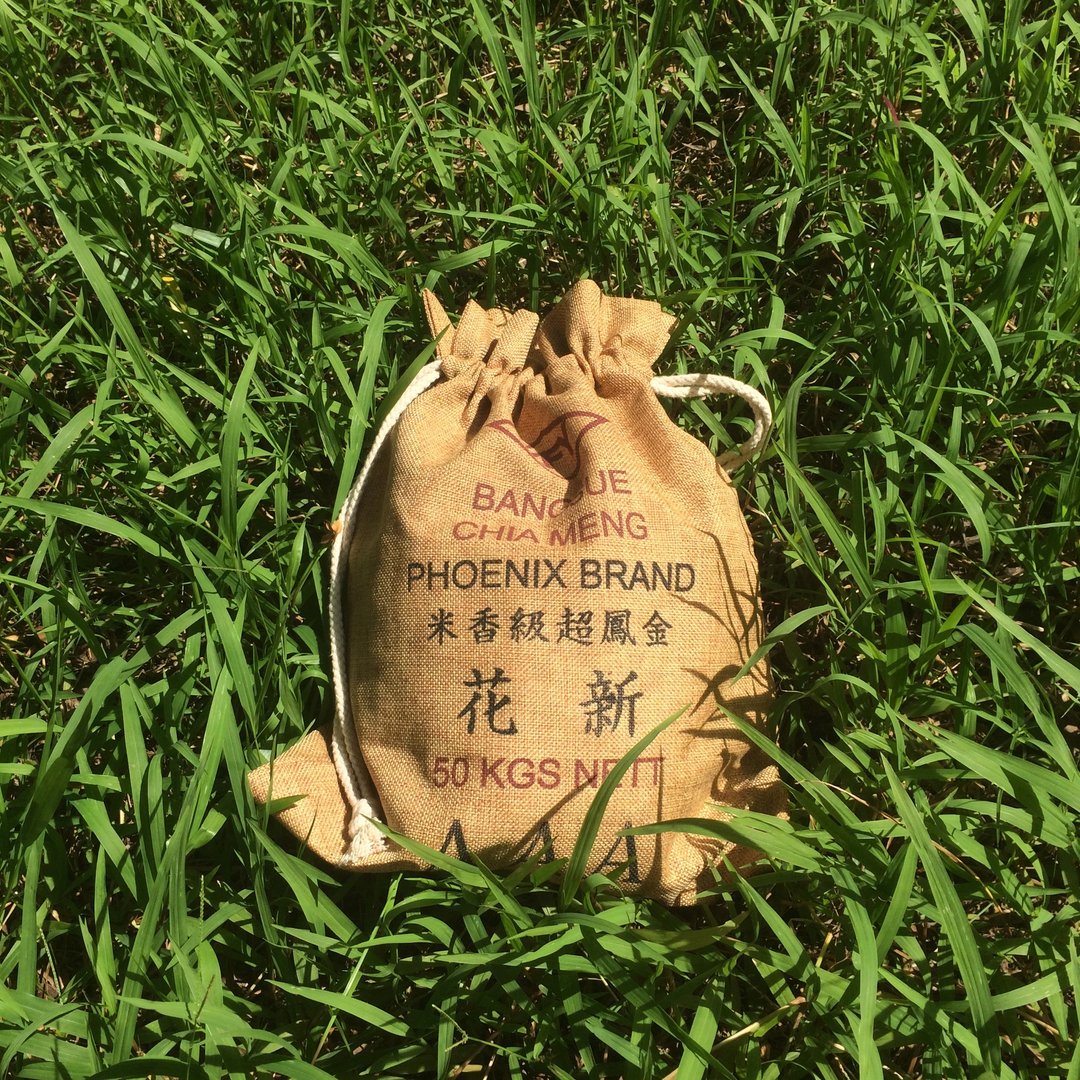 束口收纳包 | 金凤米袋 - 化妆包/杂物包 - 棉 咖啡色