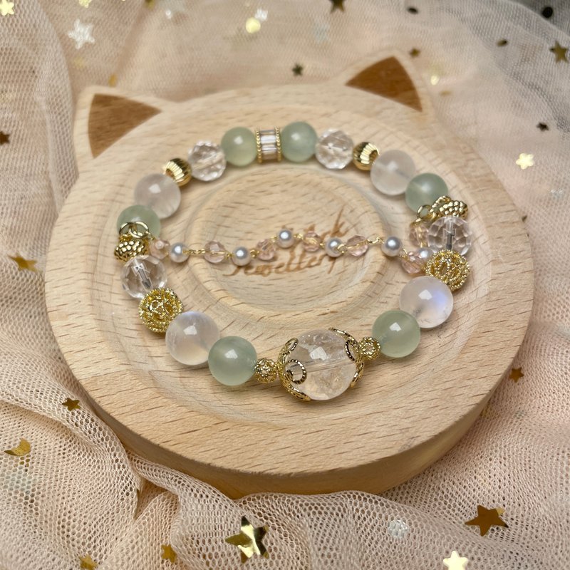 铃兰 - 白水晶、月亮石、葡萄石 - 手链/手环 - 水晶 多色
