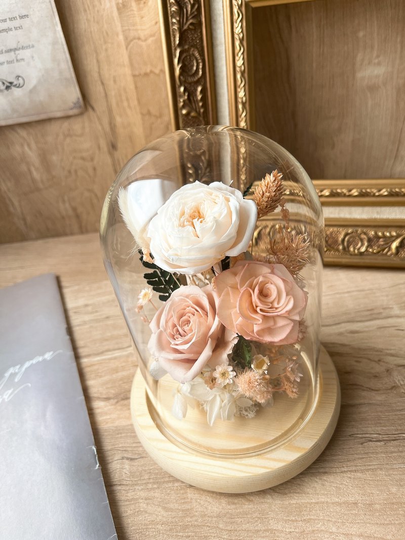 【送礼精选】永生花盅/毕业礼物/情人节/玻璃罩盅/干燥玫瑰/谢师 - 干燥花/捧花 - 植物．花 粉红色