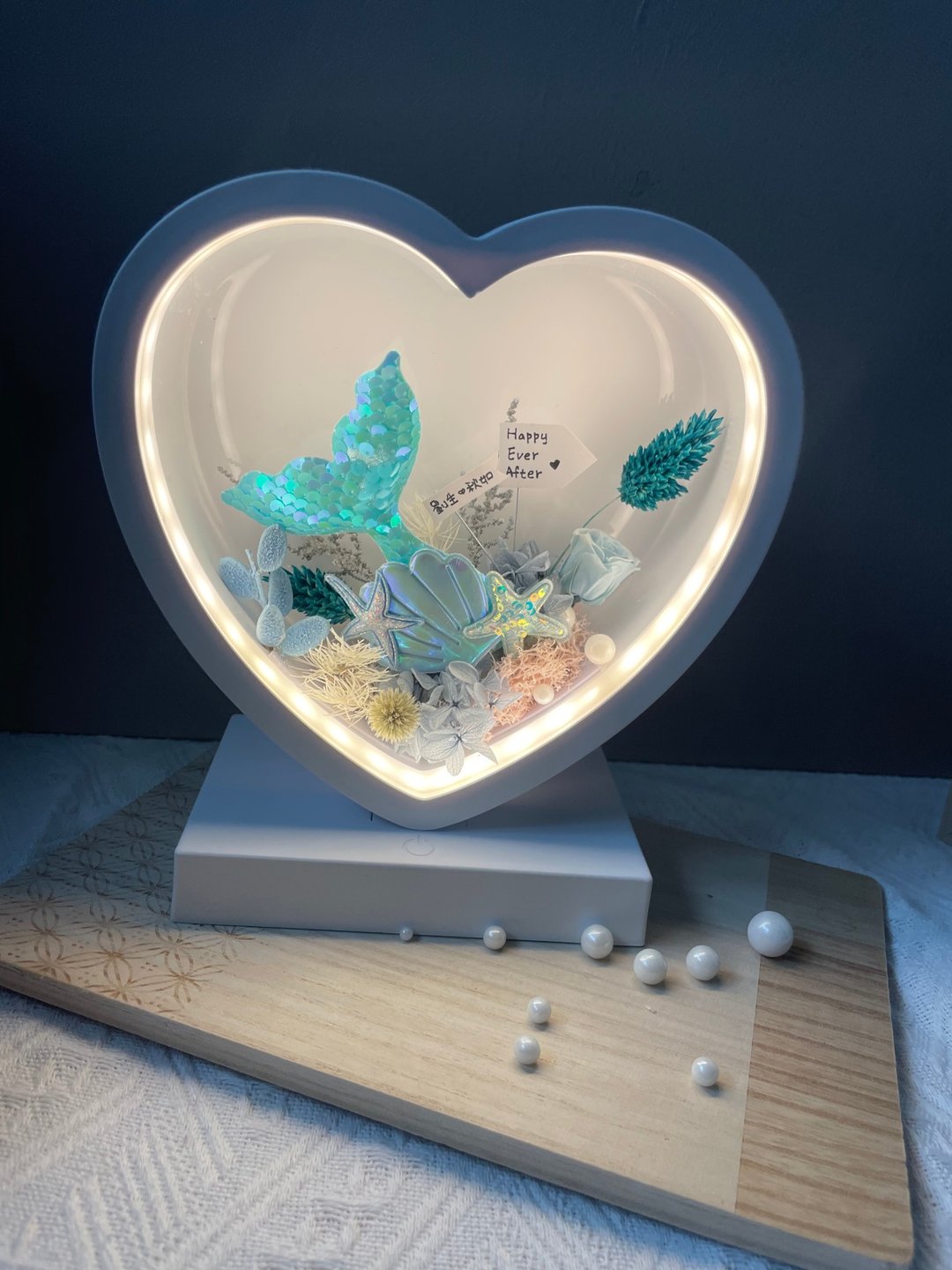 永生花触控夜灯-美人鱼款 - 摆饰 - 塑料 白色