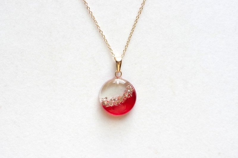 树脂艺术 圆形坠饰・朱红印记 - 项链 - 树脂 红色