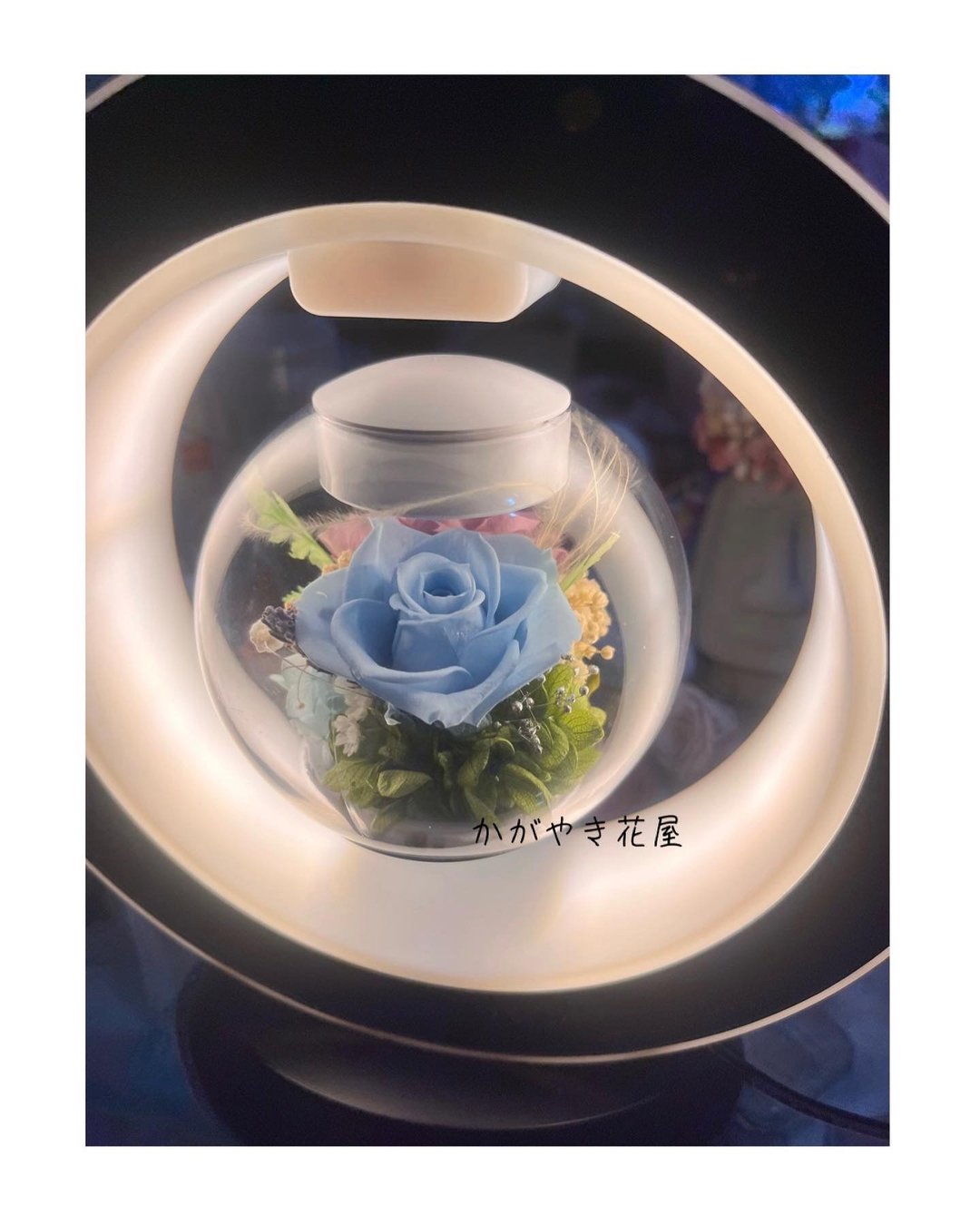 快速出货/悬浮蓝牙喇叭永生花台灯/干燥花/小夜灯/感应居家摆设 - 扩音器/喇叭 - 植物．花 蓝色