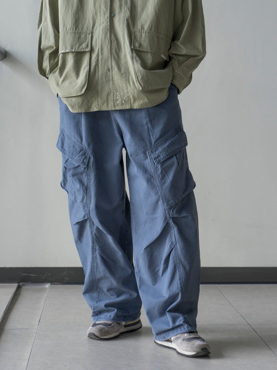 Pants 重磅洗水工裝褲 日系復古潮流立體剪裁大口袋寬鬆闊腿長褲 - 男士长裤 - 棉 多色