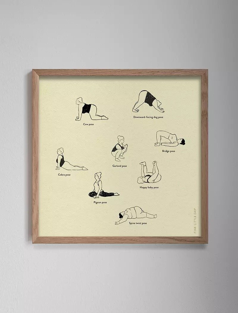 Elisabeth Dunker - 瑞典艺术家设计海报 YOGA POSTER (40X40cm) - 海报/装饰画/版画 - 纸 卡其色