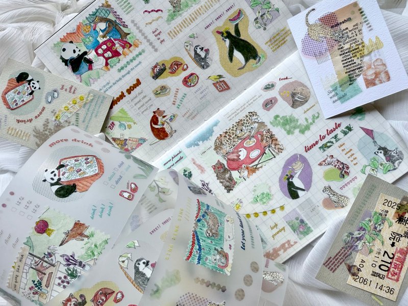 PET 跟着动物逗热闹 - 纸胶带 - 纸 