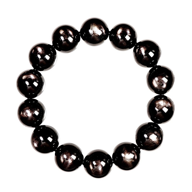 【正佳珠宝】金运石 顶级星光猫眼黑银线 15.4-15.8mm 金运石手珠 - 手链/手环 - 半宝石 多色