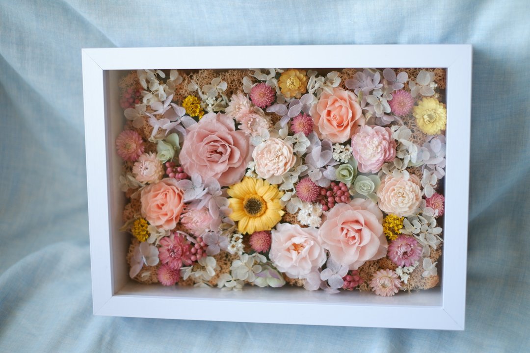 定制专属订单- 粉橘黄不凋花x干燥花盒 For dear Fiona Chou - 干燥花/捧花 - 植物．花 粉红色