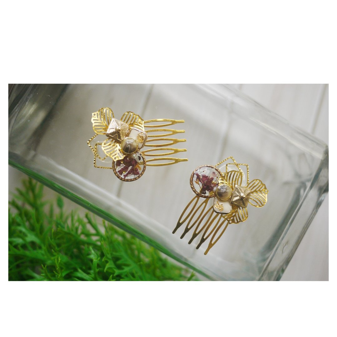 花样年华 | 发钗 | 细工发梳 | hair pin | 树脂发饰 - 发饰 - 其他材质 金色