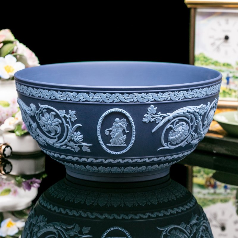 Wedgwood波特蓝双色女神之舞1977年珍藏展示碗大钵婚庆迎宾花盆 - 花瓶/陶器 - 瓷 
