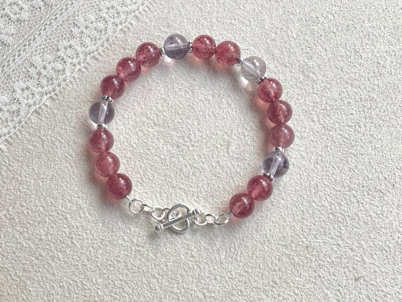 Queen's Craftwork 天然高品质草莓晶紫水晶原创设计手链 - 手链/手环 - 水晶 粉红色
