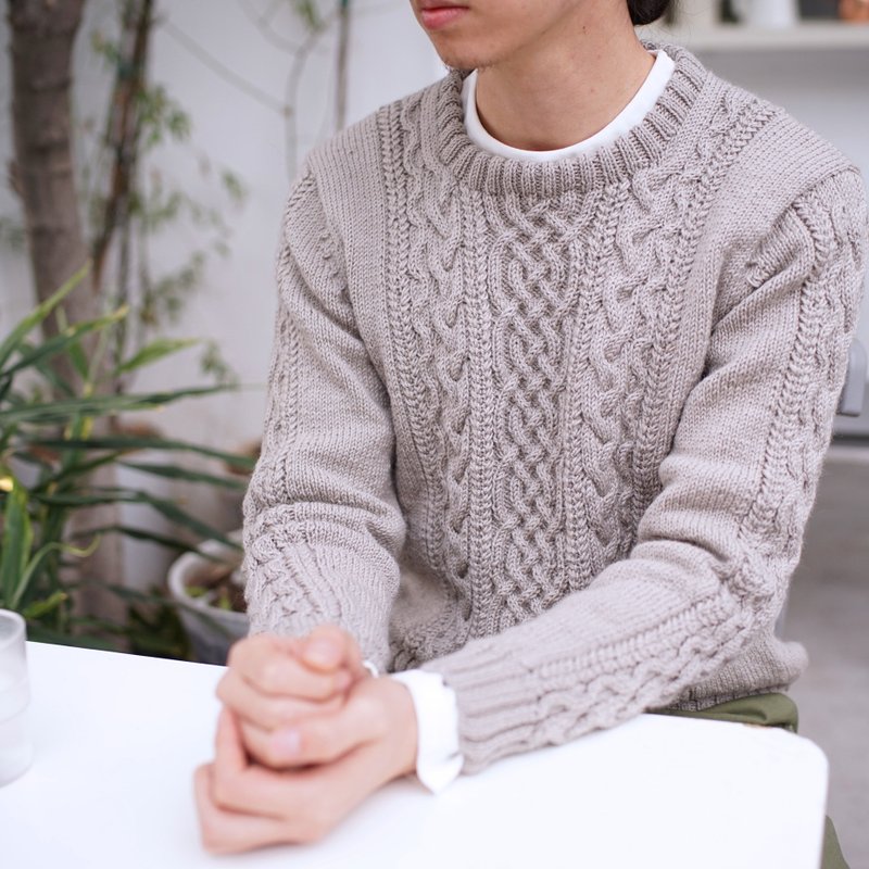 Australian Wool Fisherman Knitwear2019AW套头羊毛麻花渔夫毛衣 - 男装针织衫/毛衣 - 羊毛 蓝色