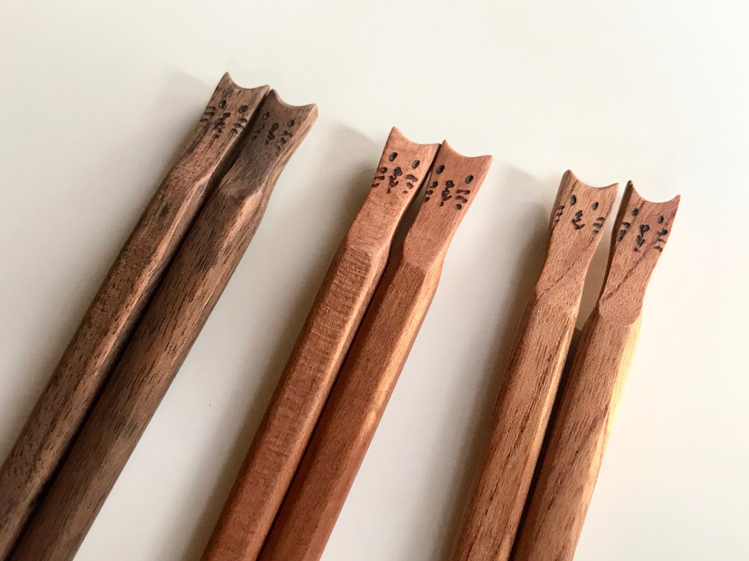 Made to order cat chopsticks - 筷子/筷架 - 木头 咖啡色