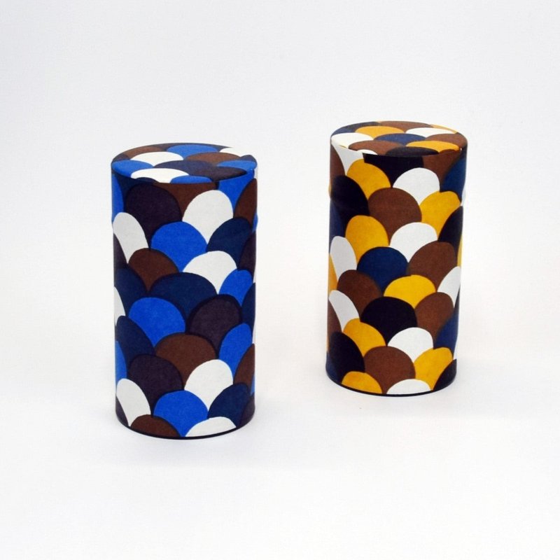 京都 茶罐 和纸 日本制造 茶筒 时尚 不锈钢 150克 可爱 和风图案 - 调味罐/酱料瓶 - 不锈钢 咖啡色