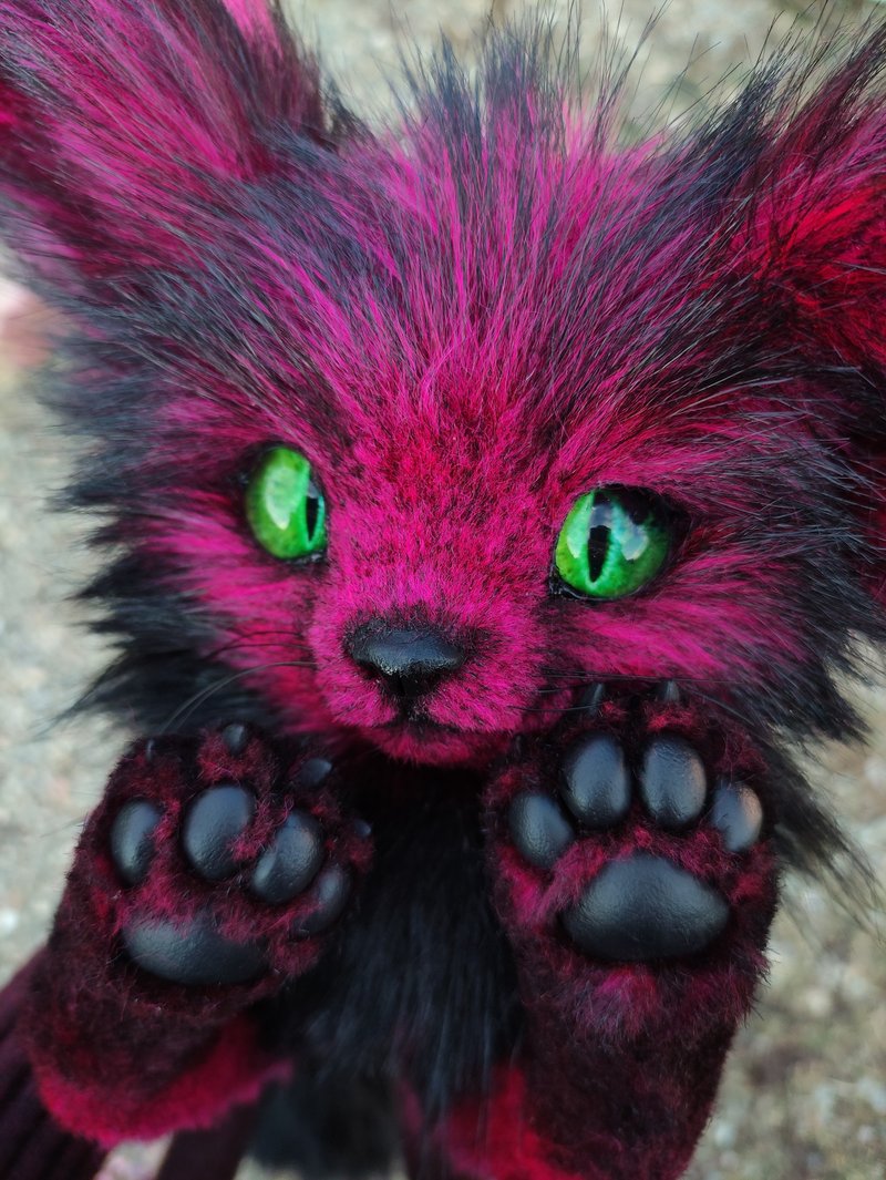 奇幻狐狸可动艺术人偶手工制作的拟真毛绒动物。 - 摆饰 - 其他材质 紫色