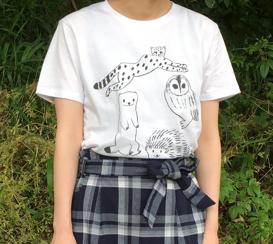 Animal full T-shirt - 中性连帽卫衣/T 恤 - 棉 白色