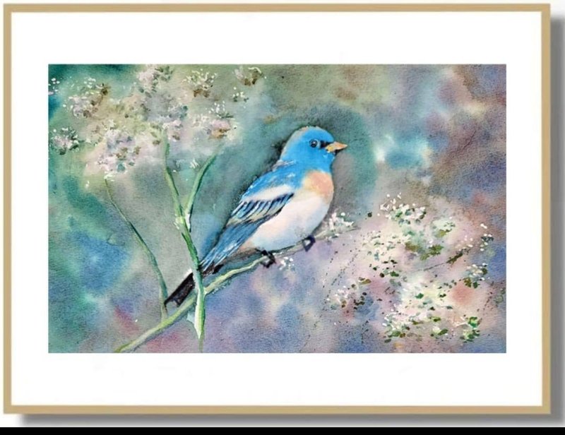 鸟 (原作) - 海报/装饰画/版画 - 其他材质 蓝色