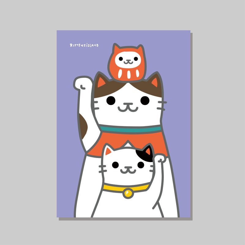 原创A3海报/三叠招财猫_达摩花猫V2/设计/猫咪/装饰画 - 海报/装饰画/版画 - 纸 