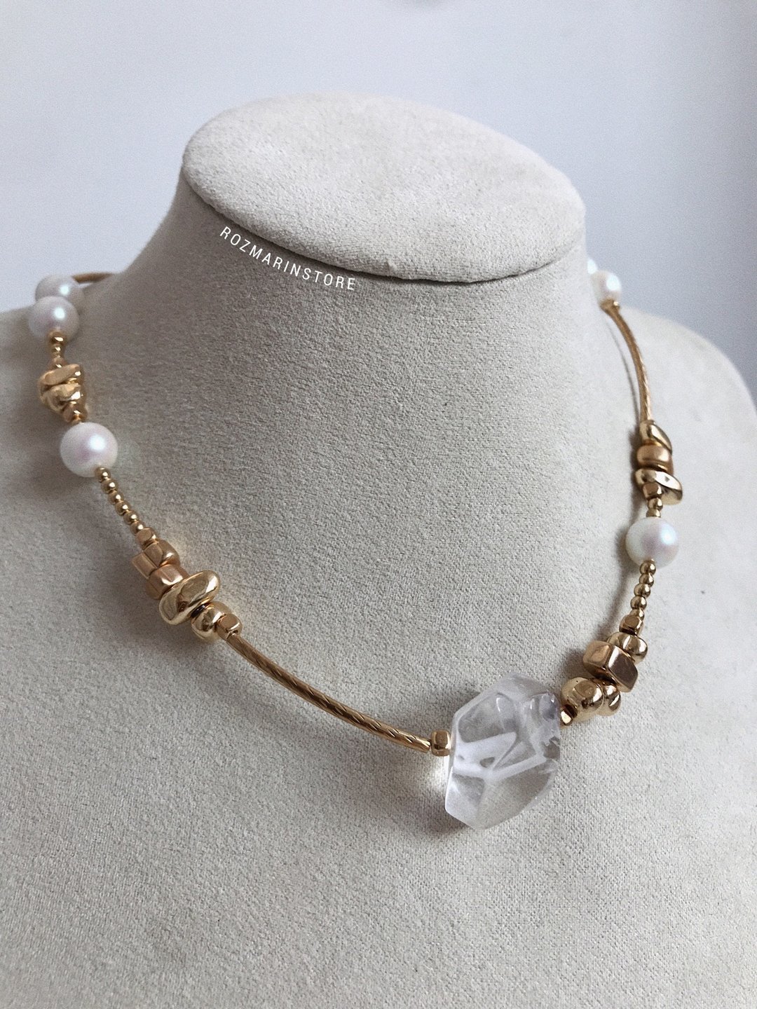 Beaded Necklace, Pearl Necklace, Boho Necklace, Women Jewelry, Beaded Choker - 项链 - 不锈钢 金色