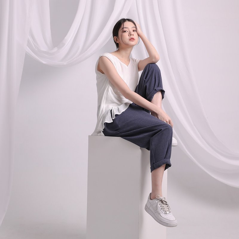 Soaring_飞翔宽版气球裤_21SF201_沈思蓝 - 女装长裤 - 聚酯纤维 蓝色