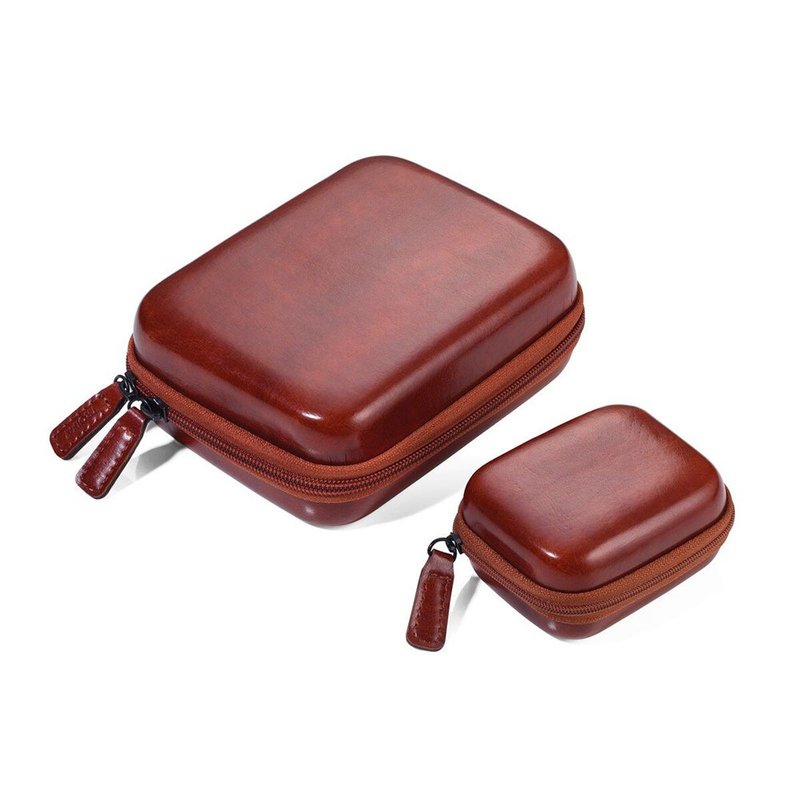 旅行3C收纳硬壳包-大包小包一起走 - 化妆包/杂物包 - 人造皮革 咖啡色