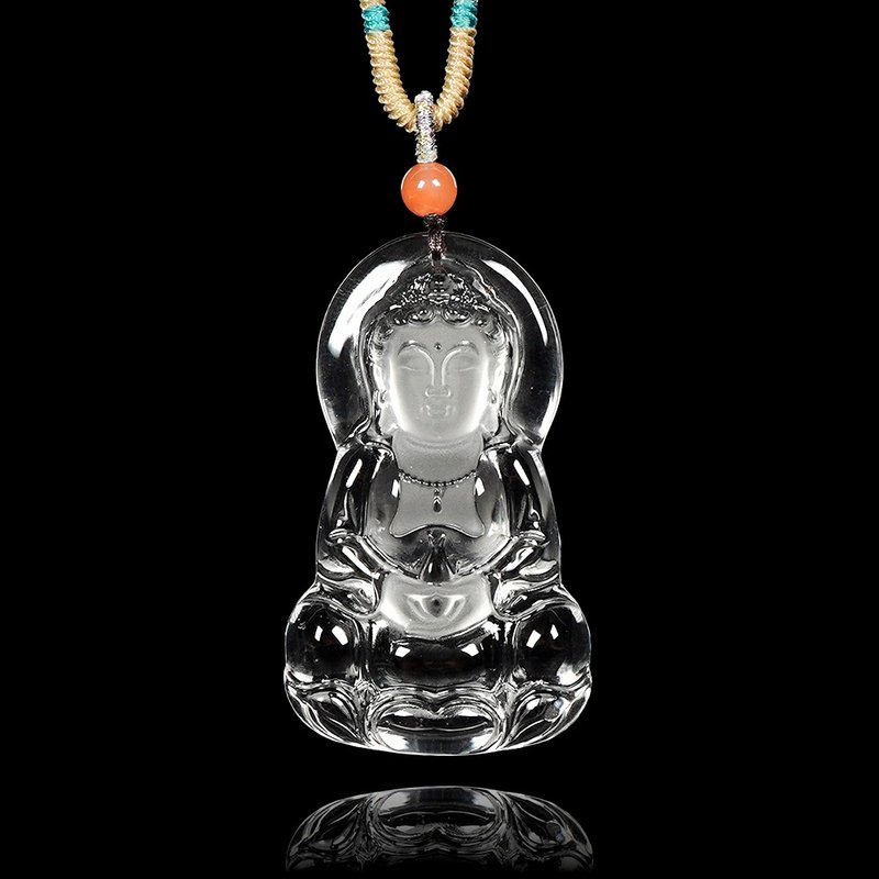 【正佳珠宝】白水晶 顶级超净透 观世音菩萨 20g 白水晶吊坠 - 项链 - 半宝石 多色