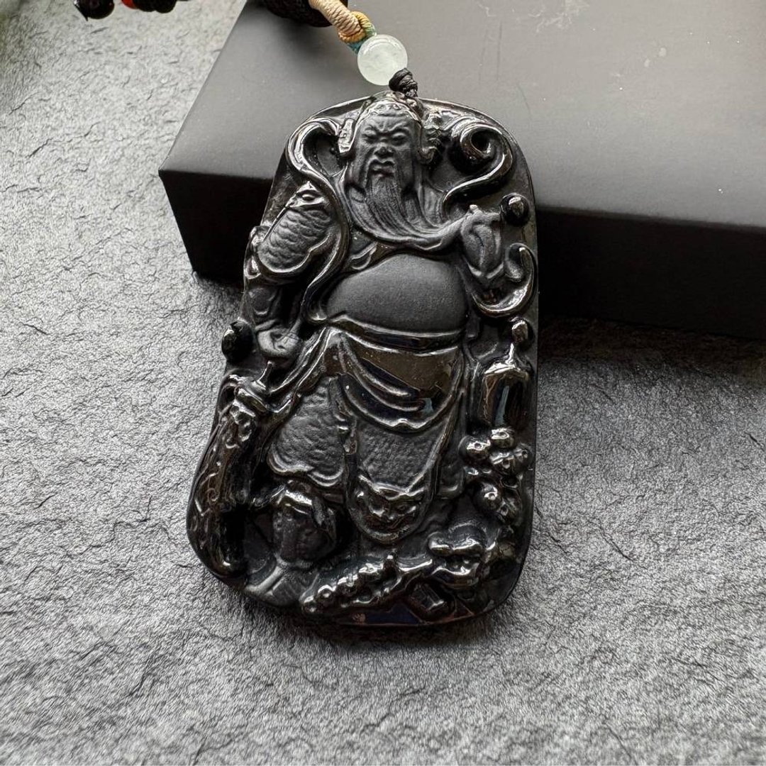 墨翠 翡翠 墨翠关公 翡翠吊坠 天然翡翠 A 货 QJ-0022 - 项链 - 玉石 