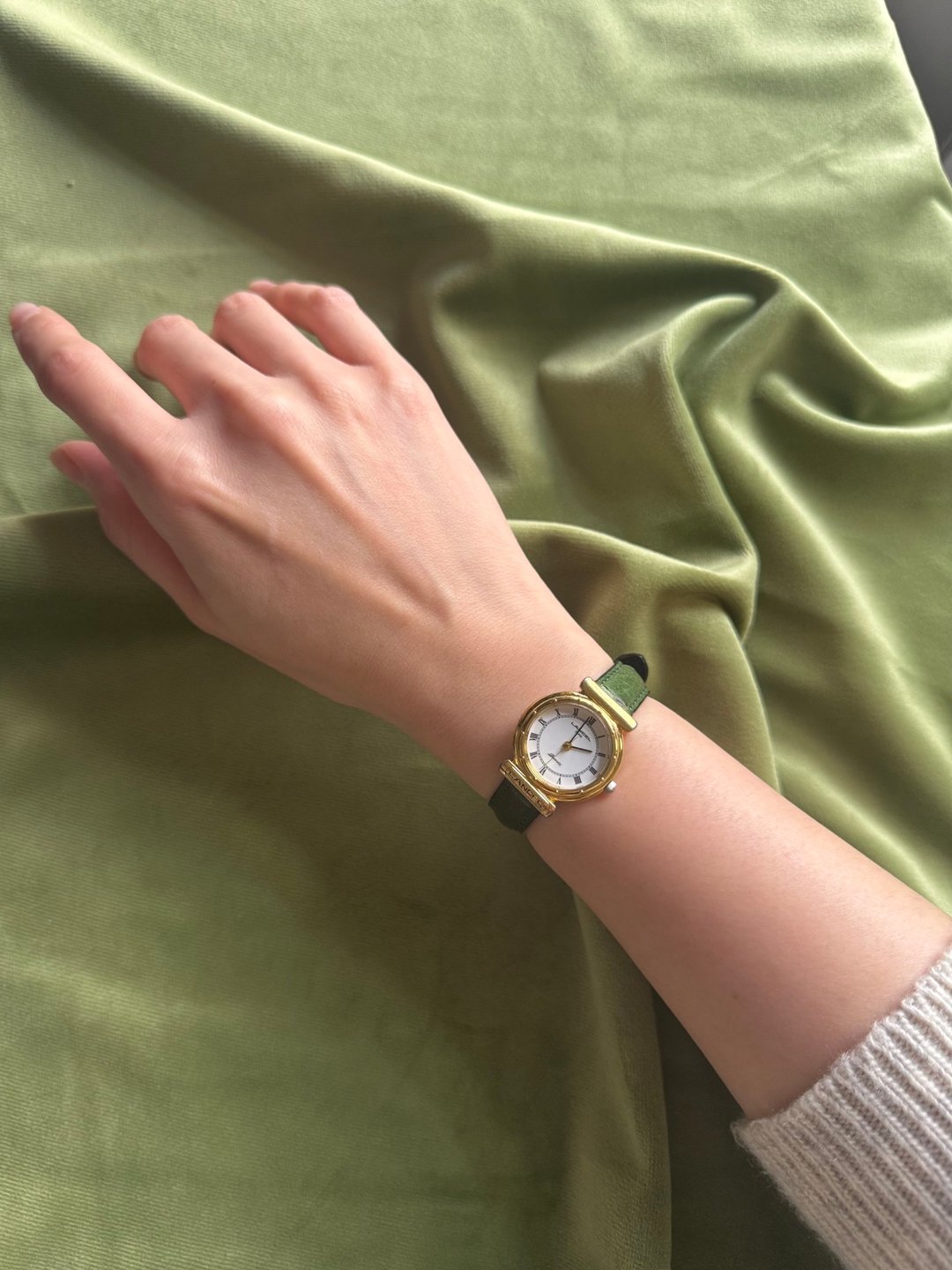 中古正品 法国 Lancel 石英手表 皮革表带 日本制 礼物 古董表 - 女表 - 其他金属 绿色
