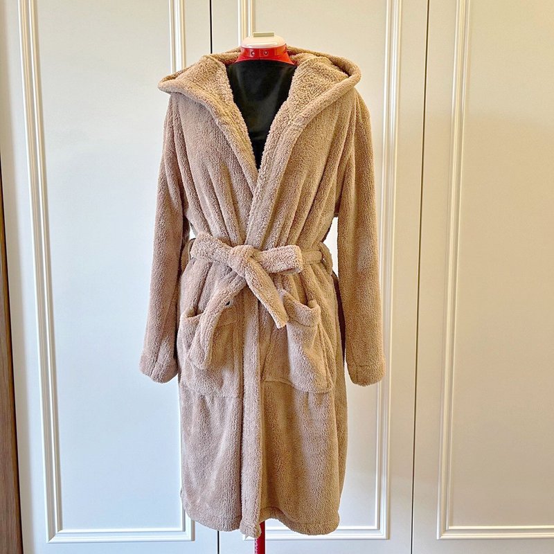 【快速吸水、轻量保暖】雪尼绒-熊耳连帽大人浴袍 - 毛巾浴巾 - 其他材质 