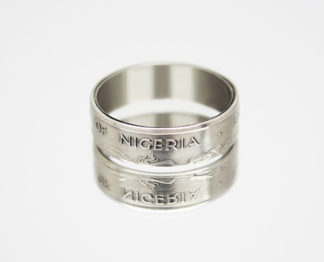 Nigeria Coin Ring 10 kobo 1973 coin rings for men coin rings for women - 戒指 - 其他金属 