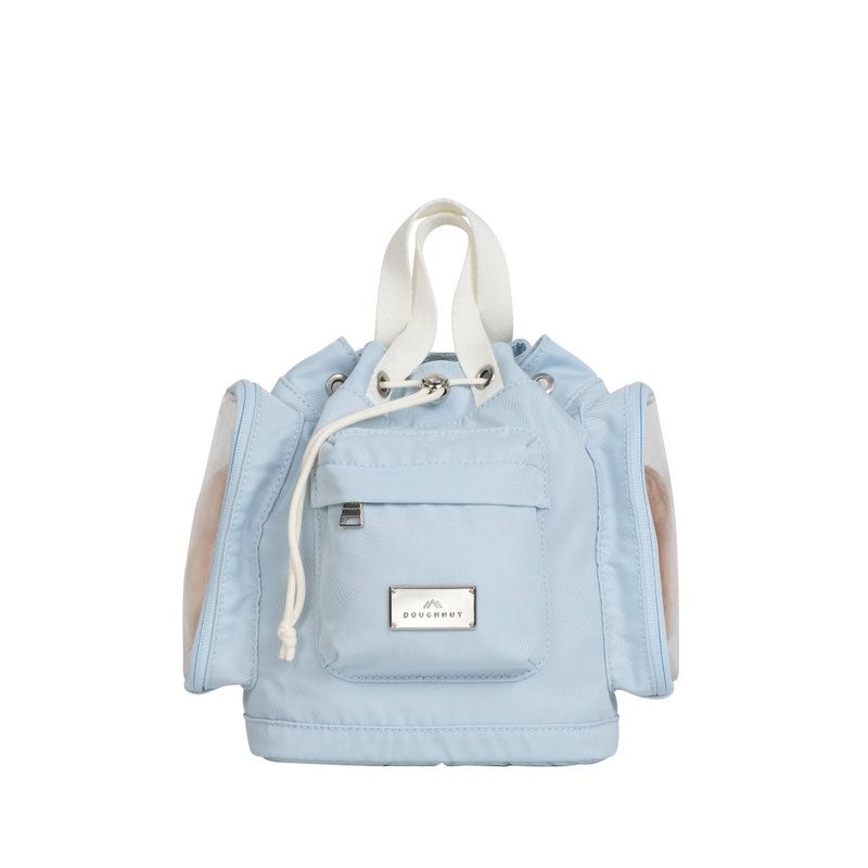 【DOUGHNUT】6.5寸 防泼水 小水桶包 晒娃包 痛包-蓝莲花 TLU - 束口袋双肩包 - 尼龙 蓝色