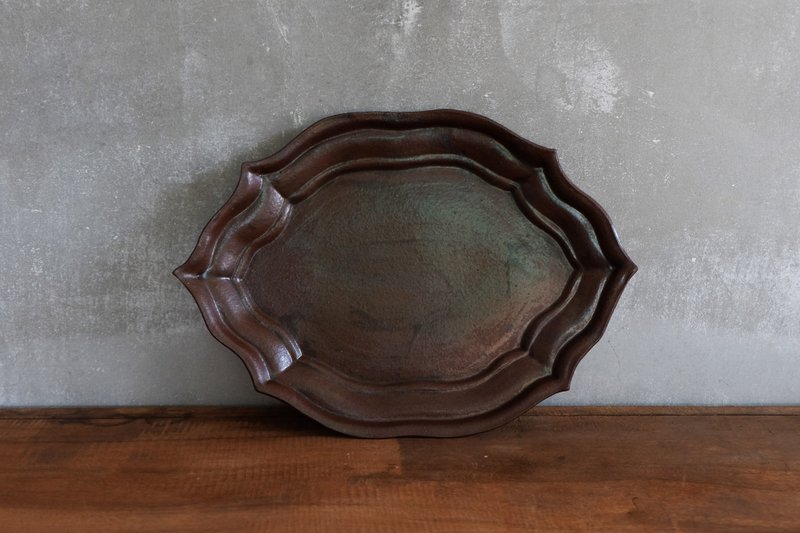 lelecoco .粗犷铁釉 曲线大盘 - 盘子/餐盘/盘架 - 陶 咖啡色